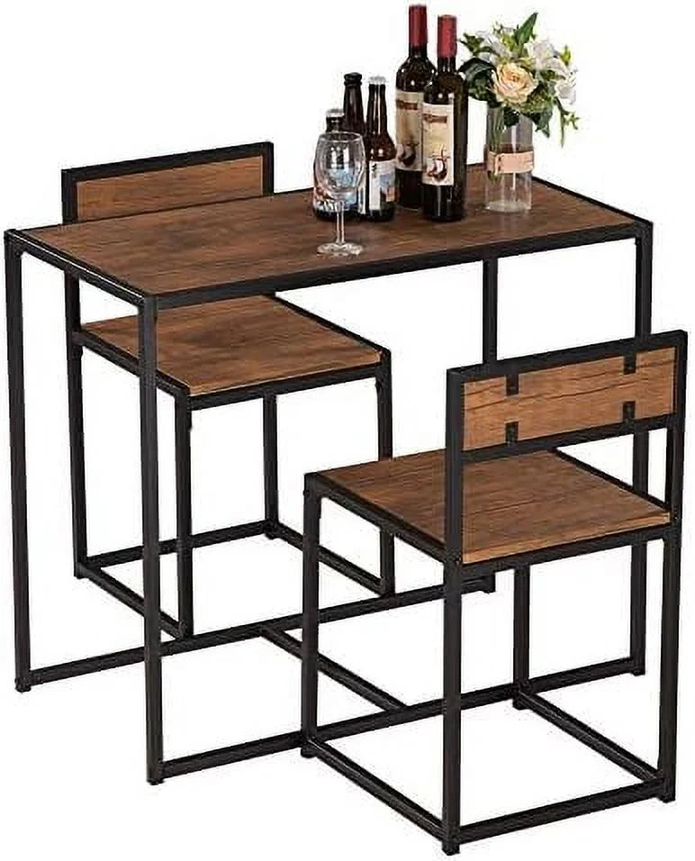 3 Pcs Modern Wood Dining Table and Chairs Set D633177