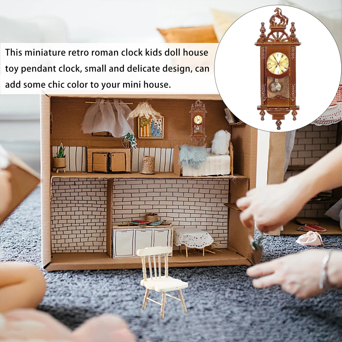 Metal Dollhouse Hanging Clock Toy Doll Furniture D37694