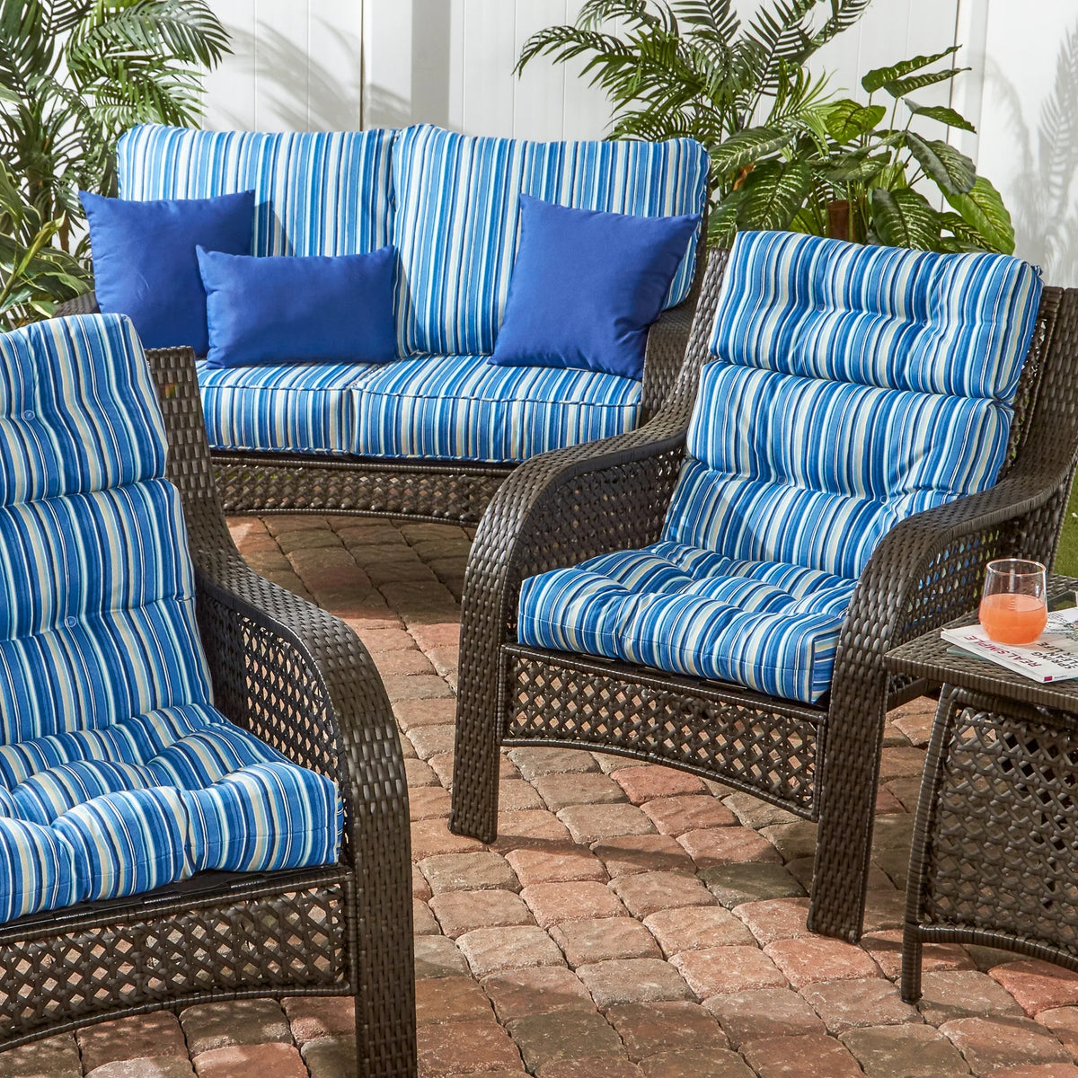 44 x 22 in. Outdoor High Back Chair Cushion Set of 2 X867