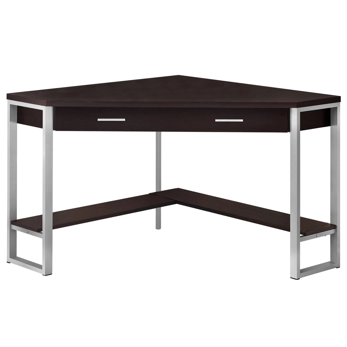 Cappuccino Corner Computer Desk with Silver Metal M189