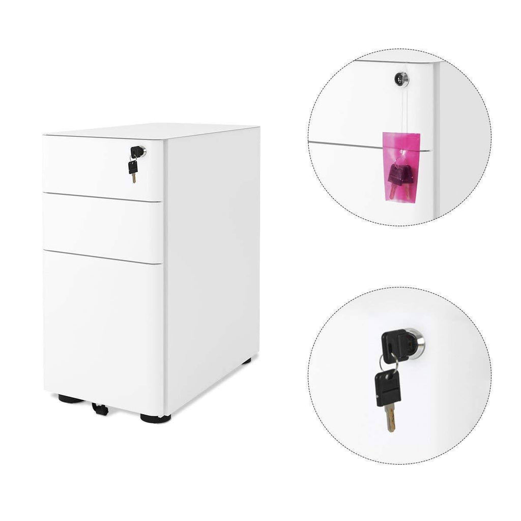 White 3 Drawer Vertical File Cabinet W42668