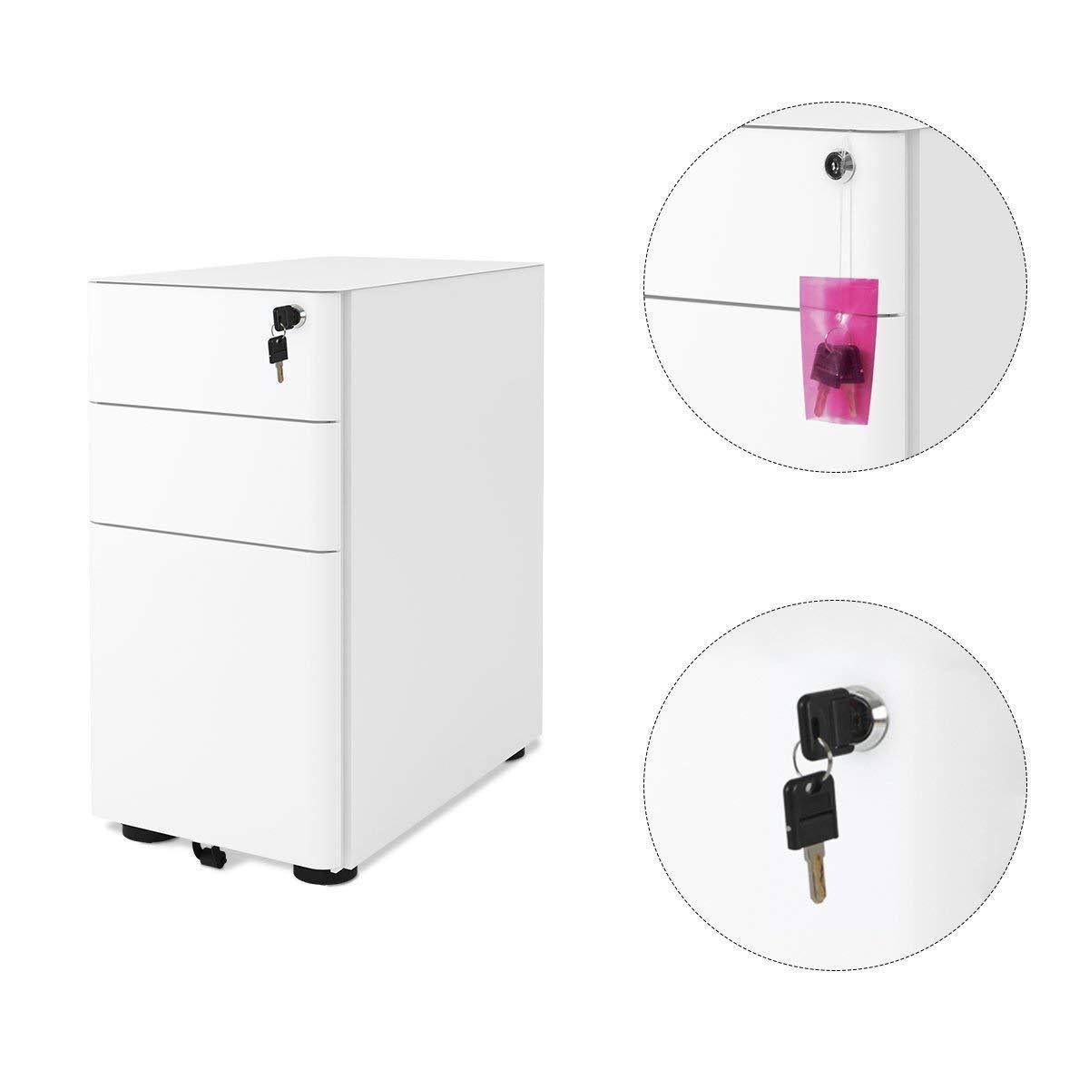 White 3 Drawer Vertical File Cabinet W42668