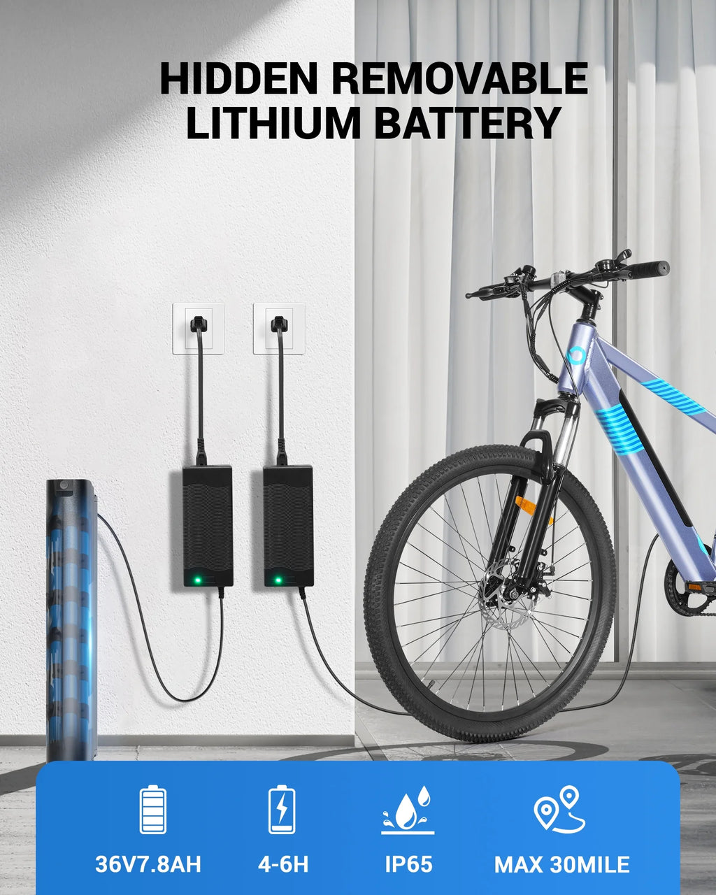350W 26 Electric Mountain Bike with Removable Battery E22150