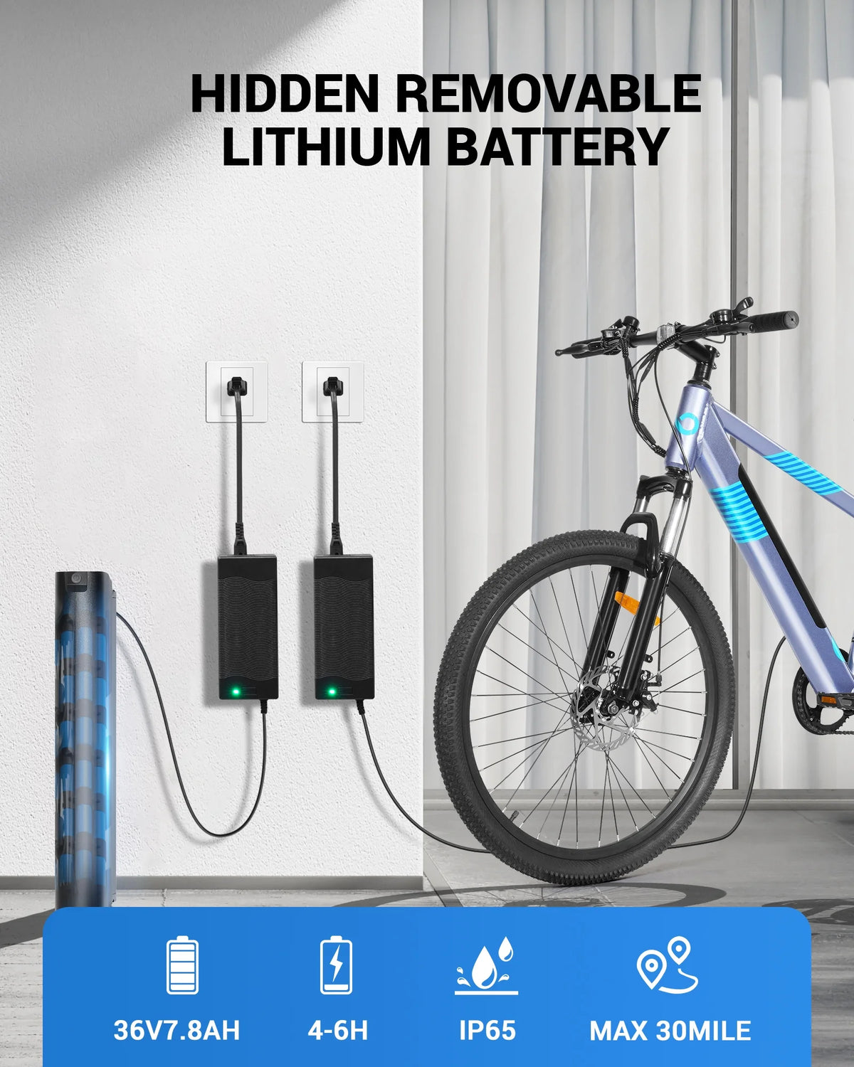 350W 26 Electric Mountain Bike with Removable Battery E22150