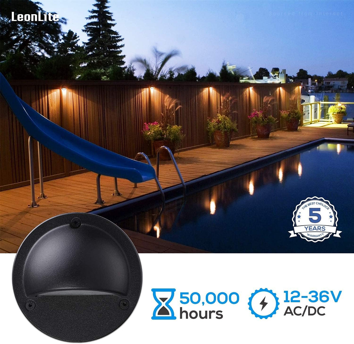2.3W LED Low Voltage Deck Light, Die-cast Aluminum, 3000K Warm White, Pack of 6 A407465