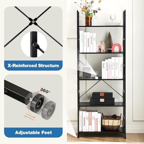 5 Tier Black Bookcase Set of 2 C880