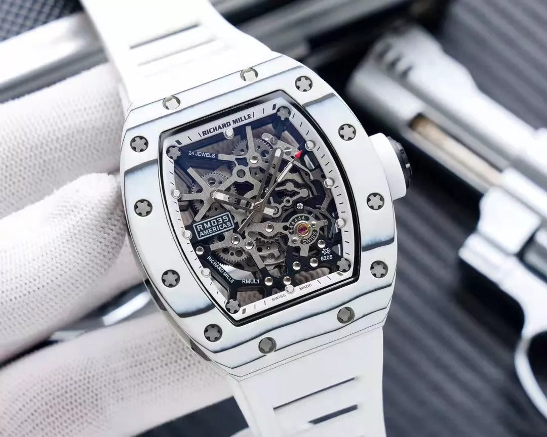 White Dial White Bezel White Rubber Strap Watch X28618