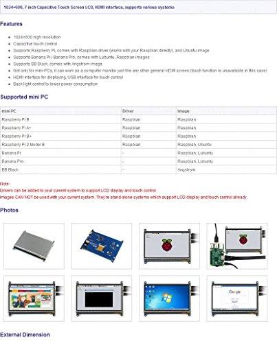 7 inch 1024*600 Capacitive Touch Screen LCD Display HDMI Interface G56285