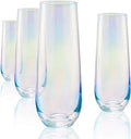 White Pearl Luster Stemless Champagne Flutes Set of 4 N41950