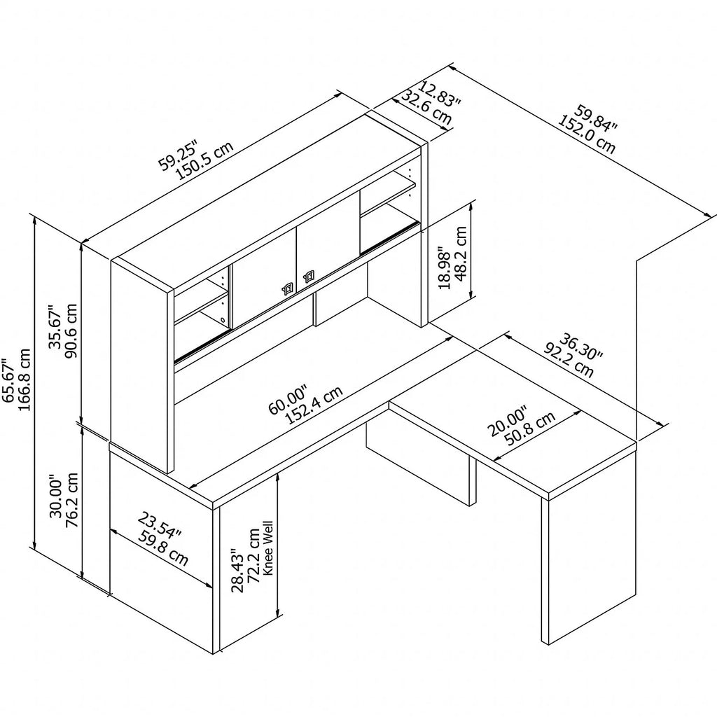 L Shaped Desk with Hutch Q5678