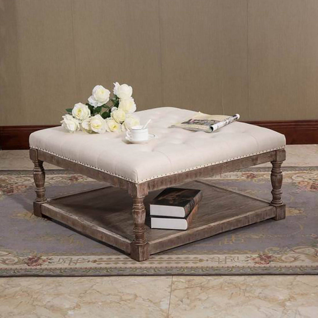 Tufted Textile Shelved Ottoman I3158