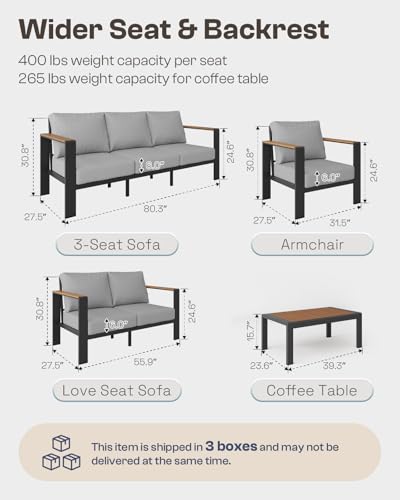 Aluminum 4 Piece Patio Furniture Set with Coffee Table S3782