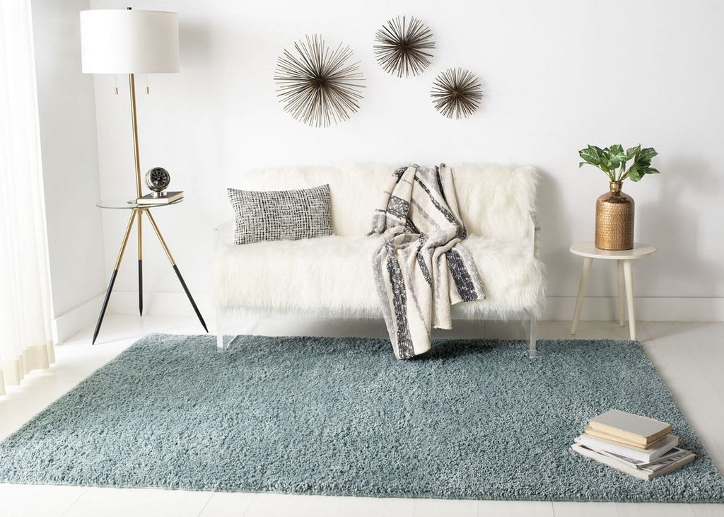 Aqua Plush Shag Area Rug, 12' x 15' V148663