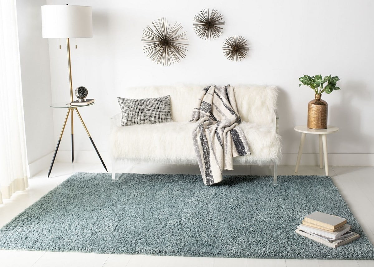 Aqua Plush Shag Area Rug, 12' x 15' V148663