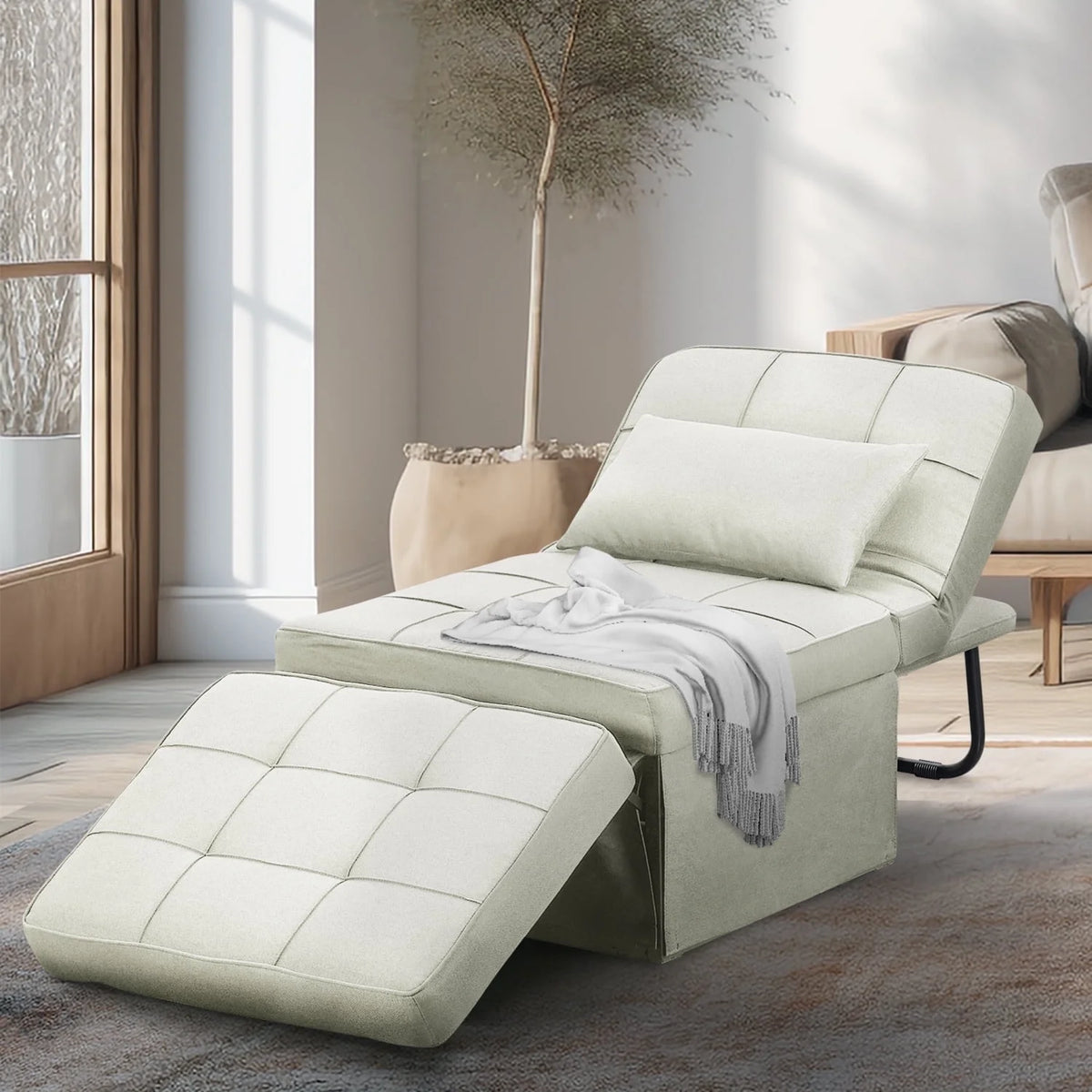 4 in 1 Breathable Linen Convertible Single Sofa Couch T140282