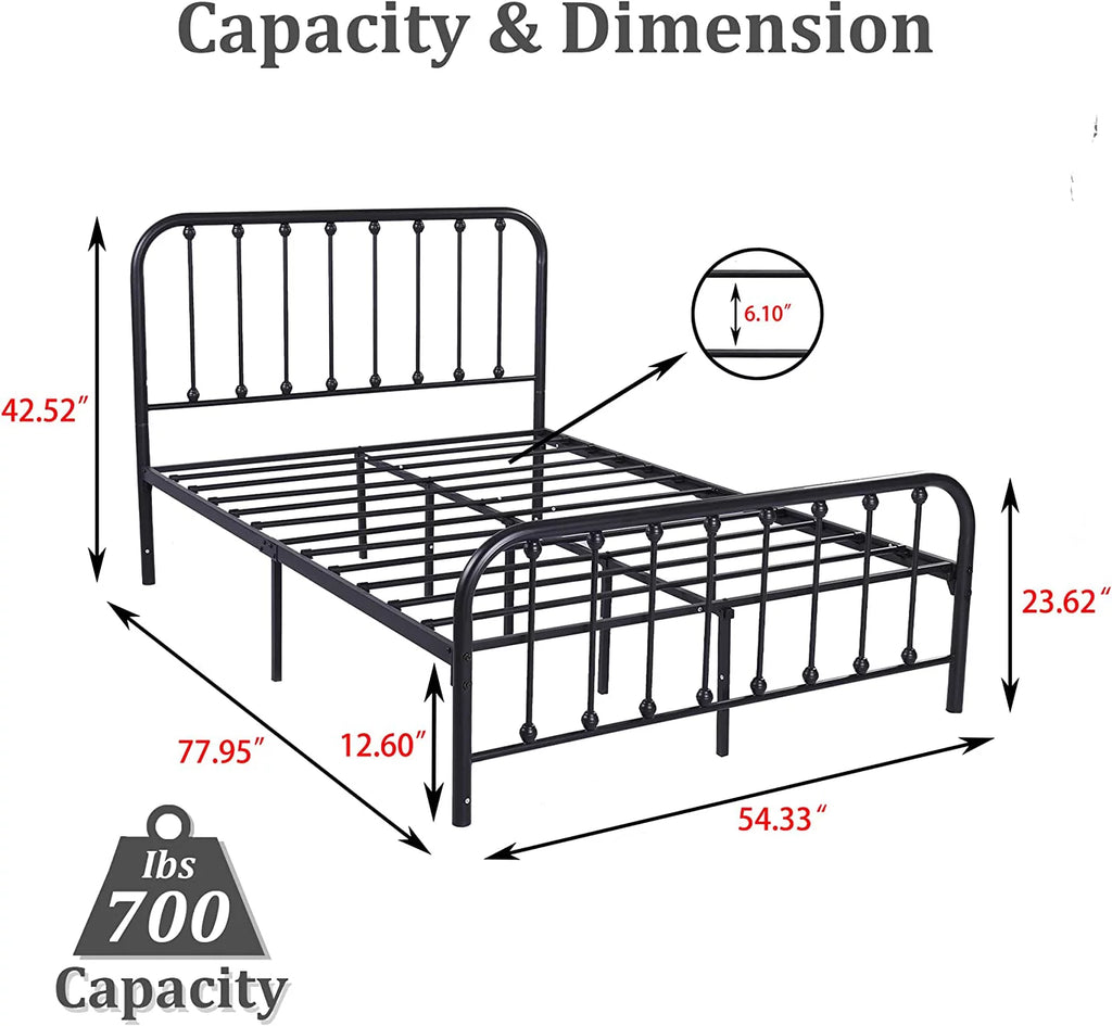 Sturdy Metal Platform Full Bed Frame K3917