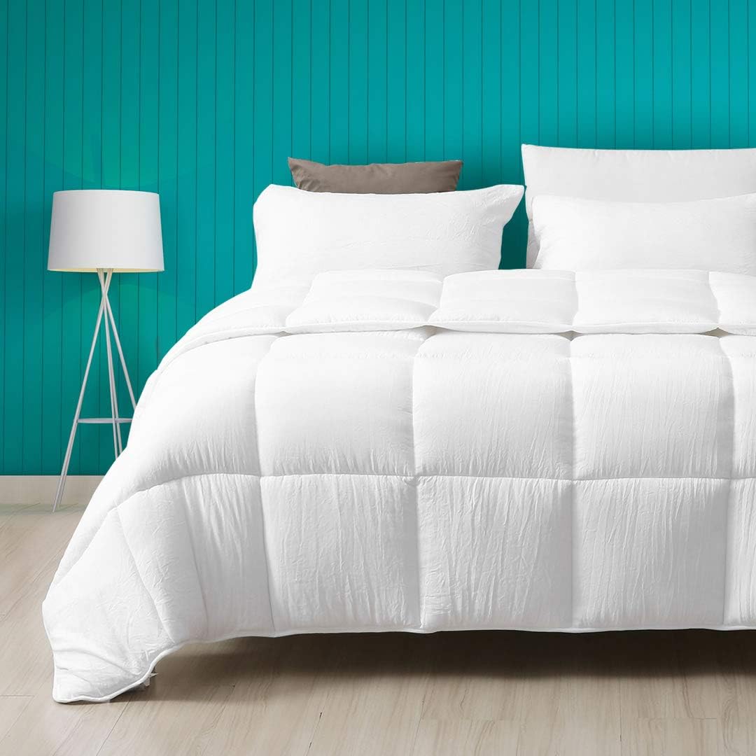 Full/Queen Size Navy Blue/Light Grey Reversible Down Alternative Comforter D955344
