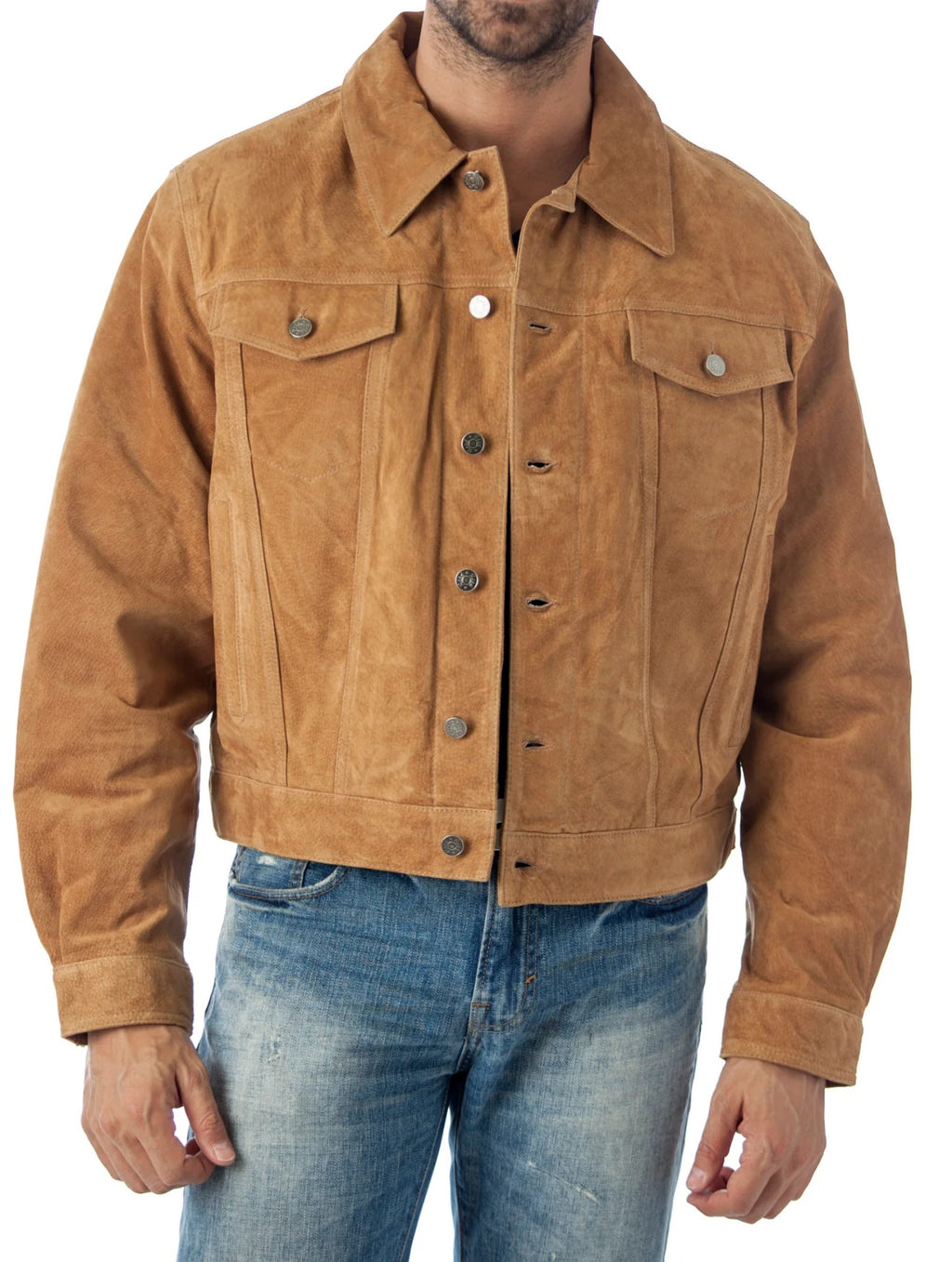 Suede Leather Shirt Jacket (2XL, CAMEL) N98606