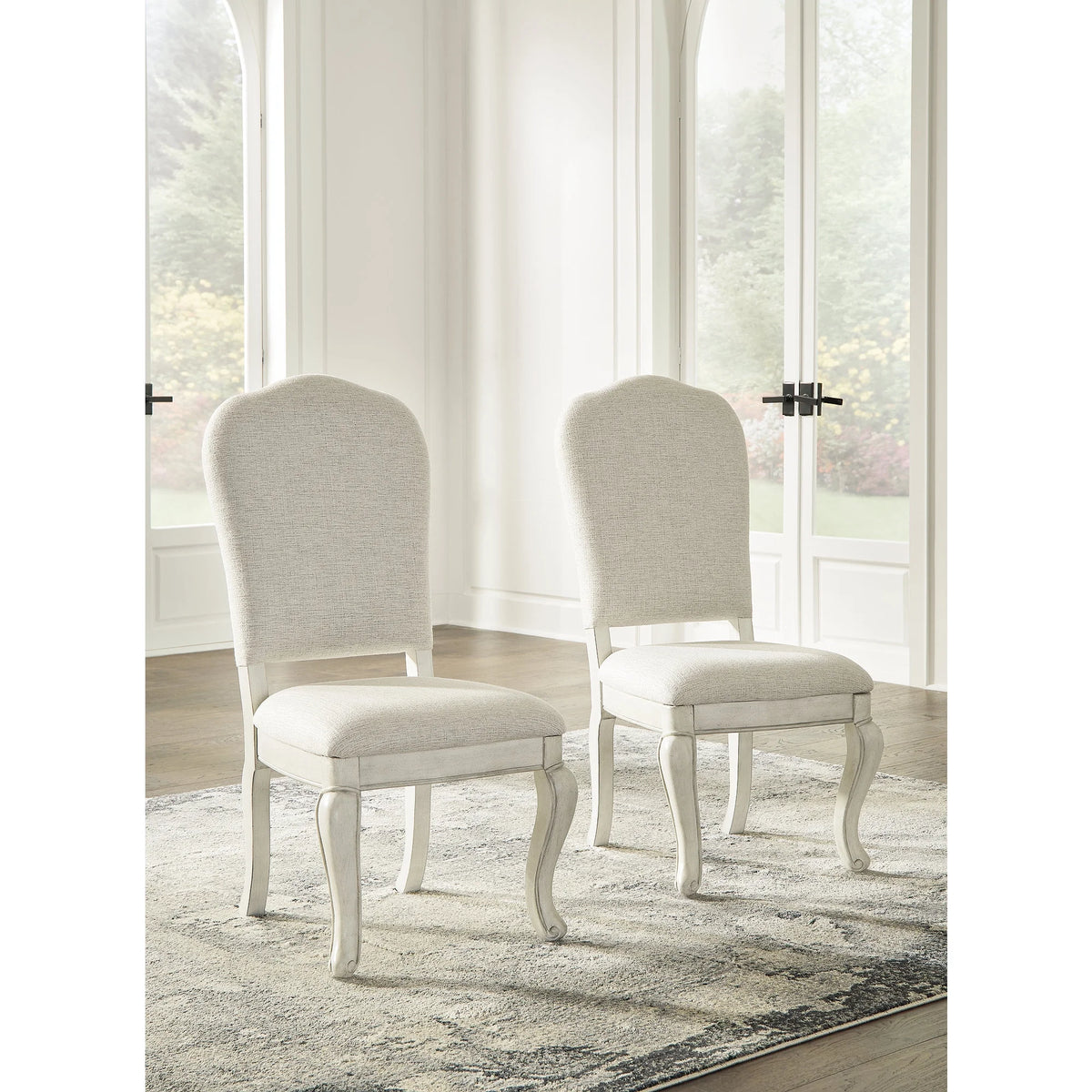 White Linen Upholstered Dining Side Chair Set of 2 G72463
