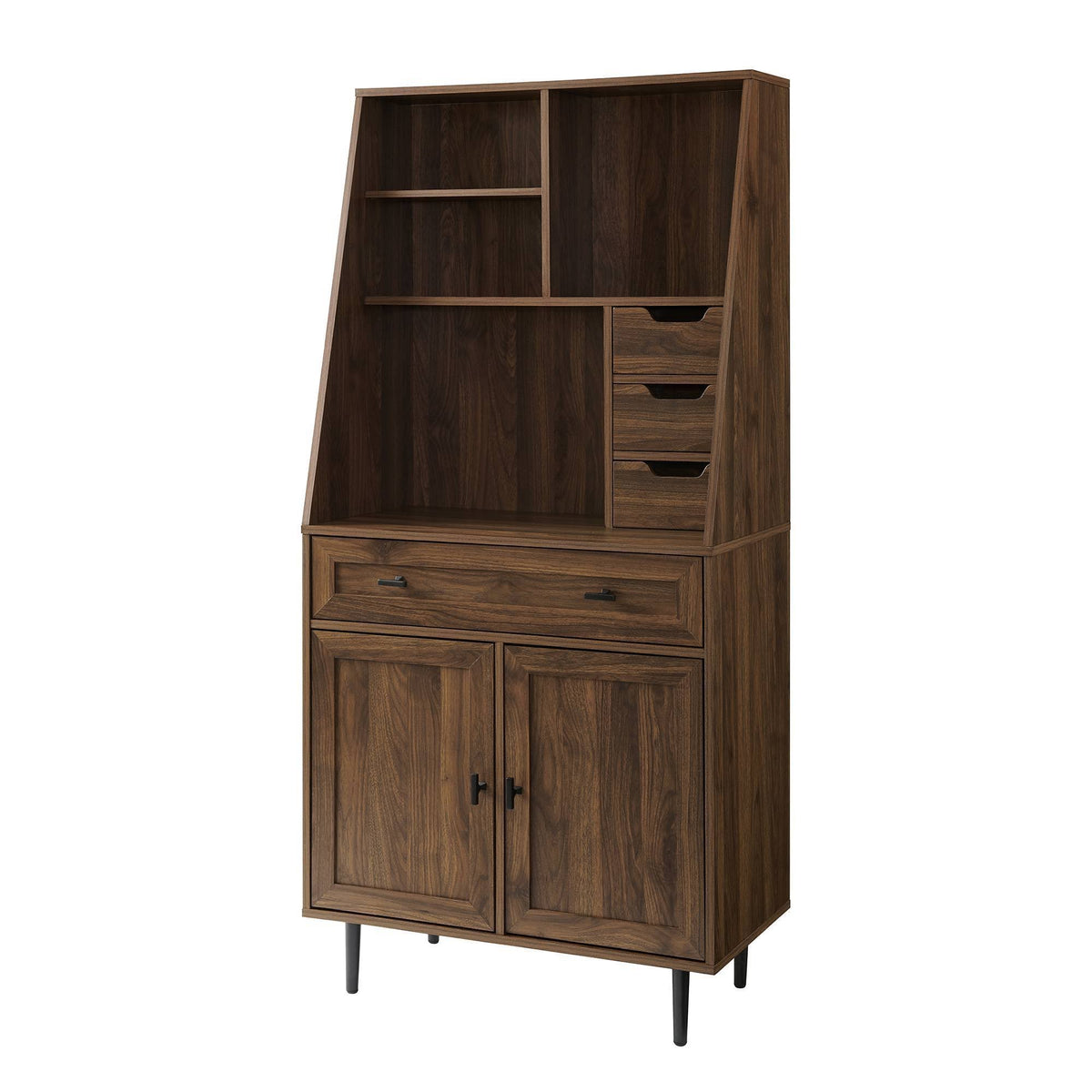 Dark Walnut Storage Desk and Hutch with Keyboard Drawer Z22706