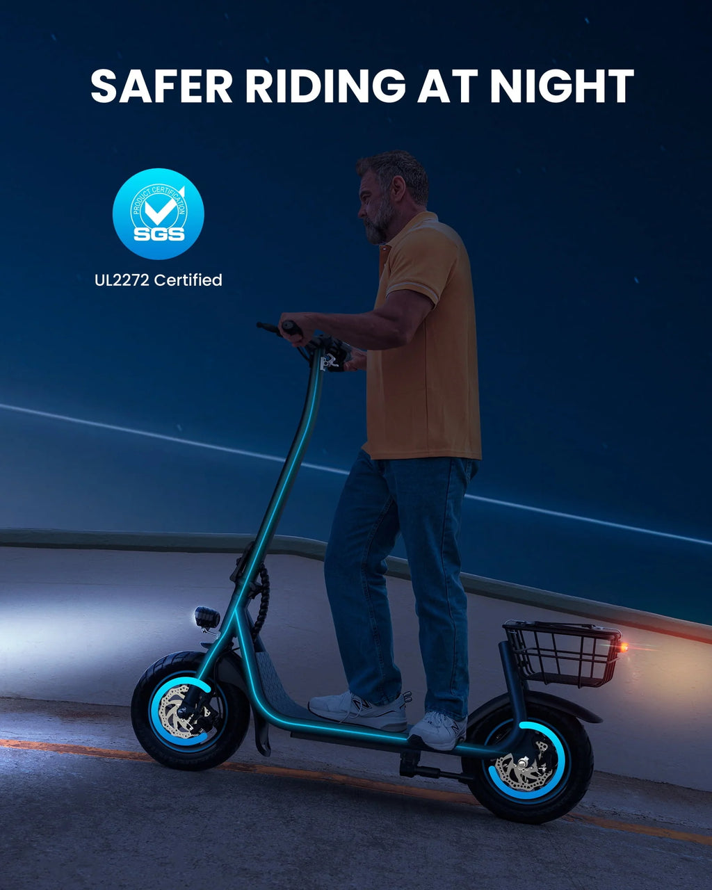 550W 12 inch Electric Scooter with Basket and Wide Deck N74168