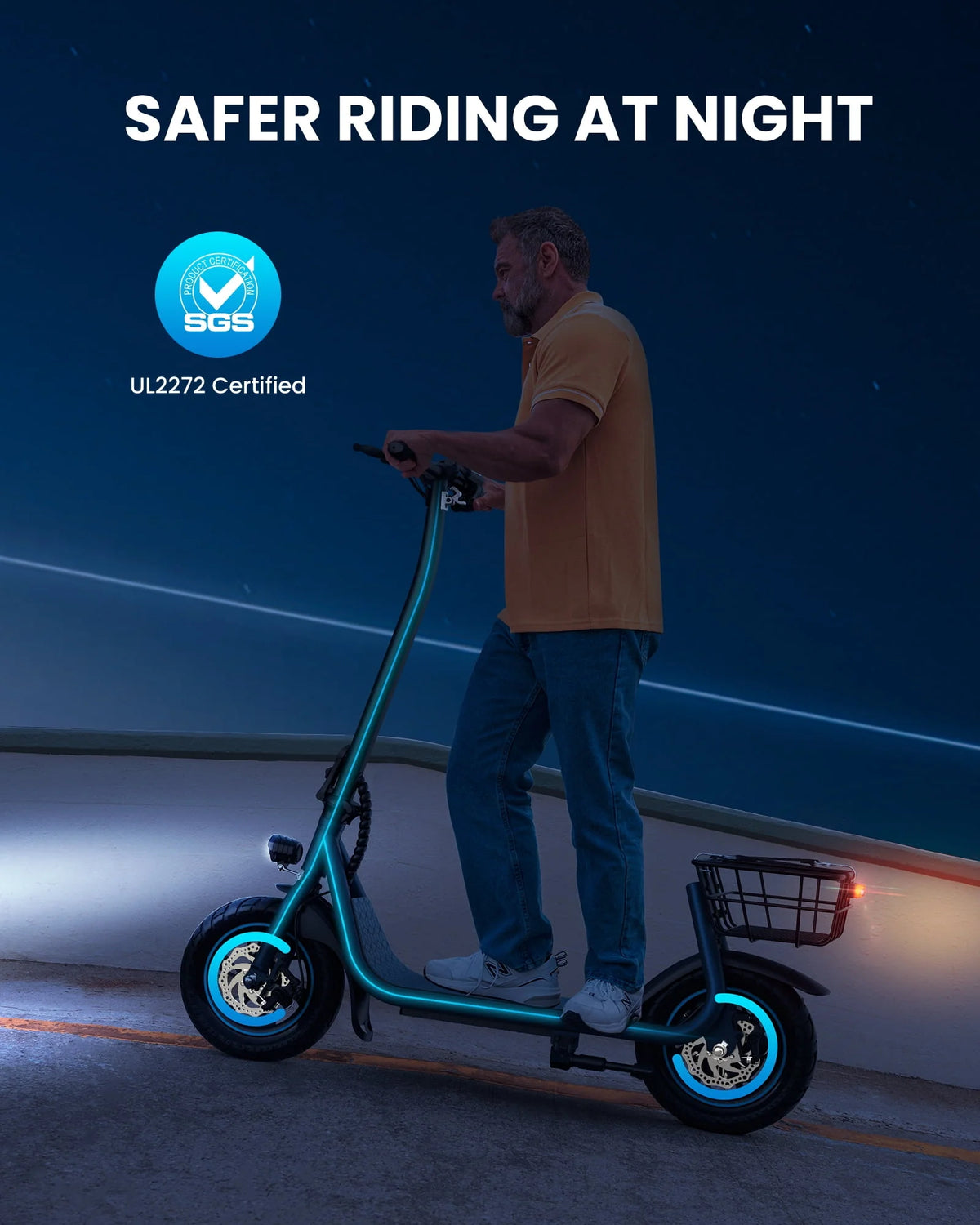 550W 12 inch Electric Scooter with Basket and Wide Deck N74168