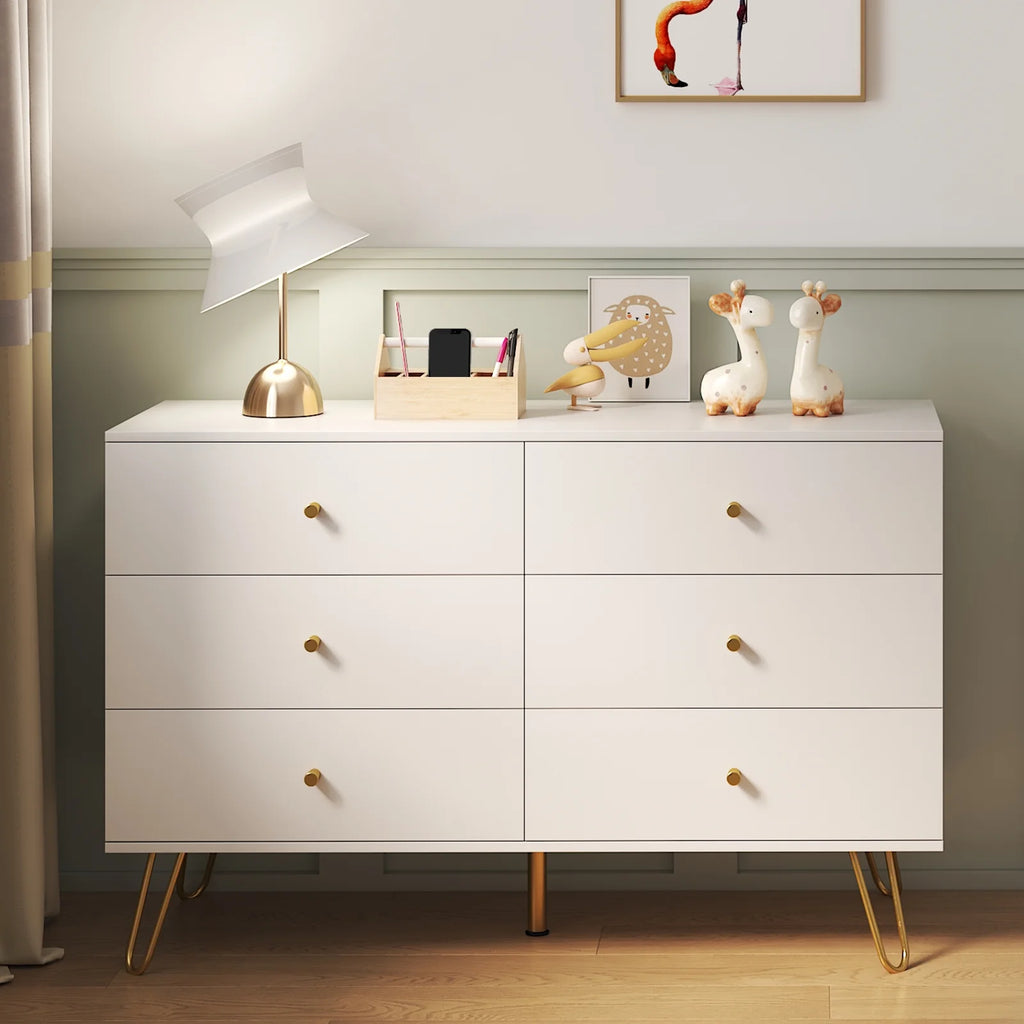 White 6 Drawer Dresser J491