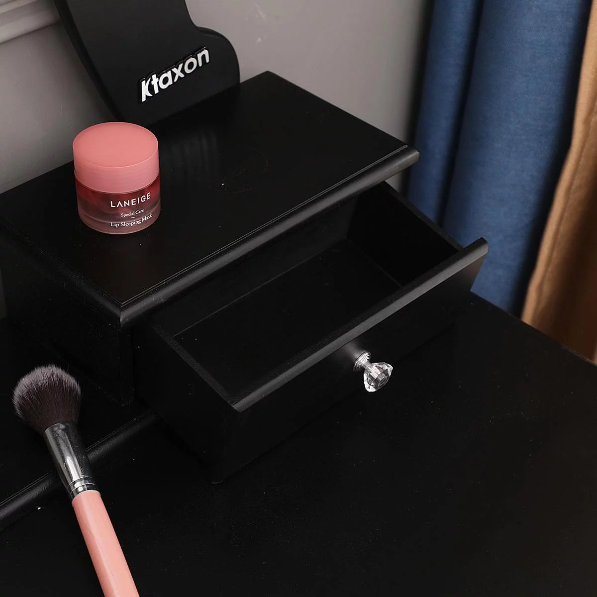 Black Vanity Makeup Dressing Table Set with Stool G898287