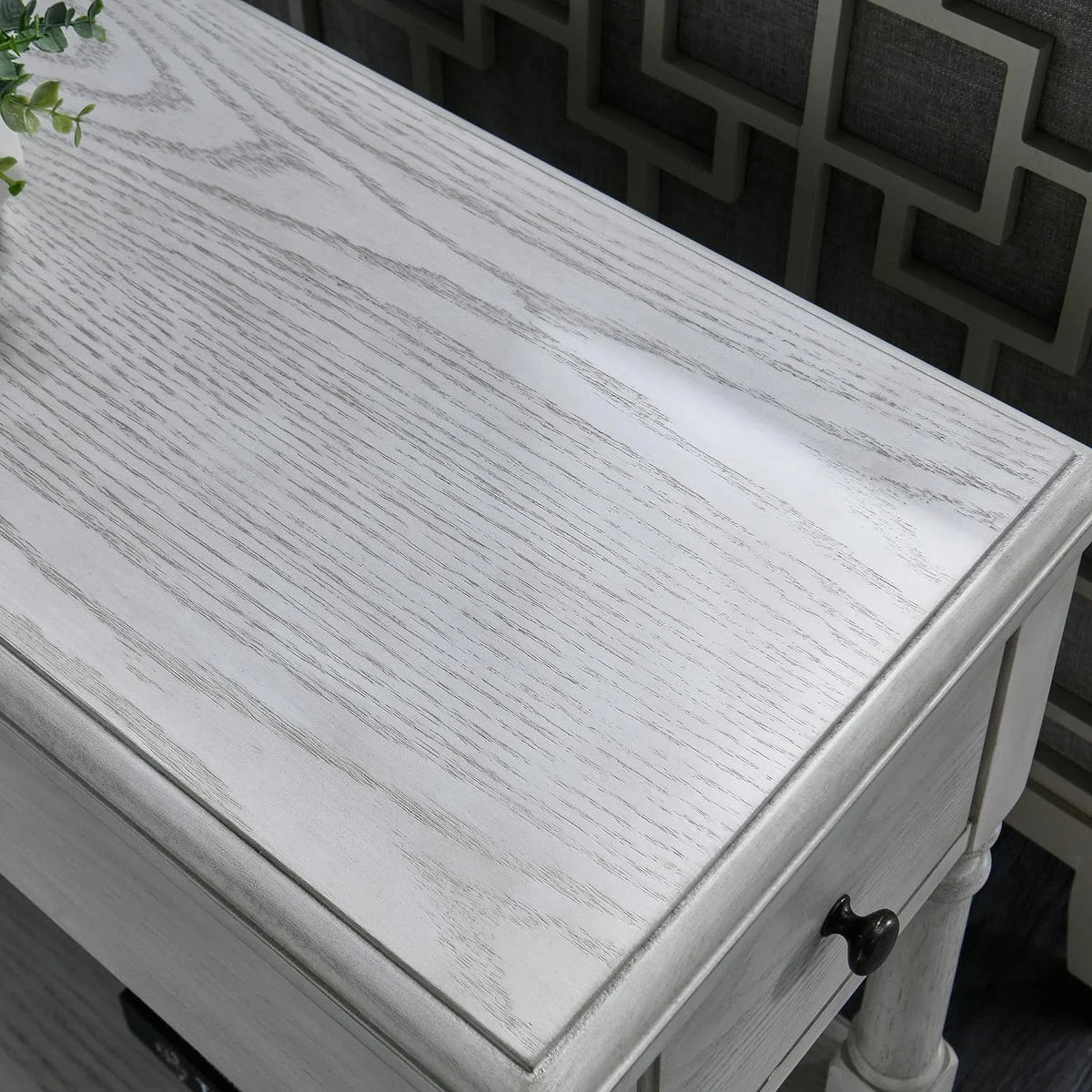 Narrow 2 Tier Solid Wood End Table with Drawer M788748