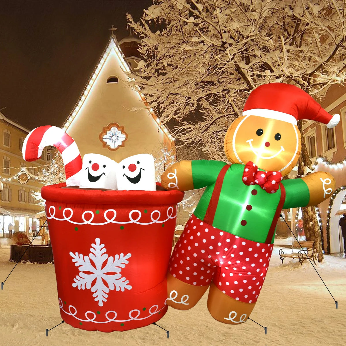 5.9ft Christmas Inflatable Gingerbread Man with LED Lights W154221
