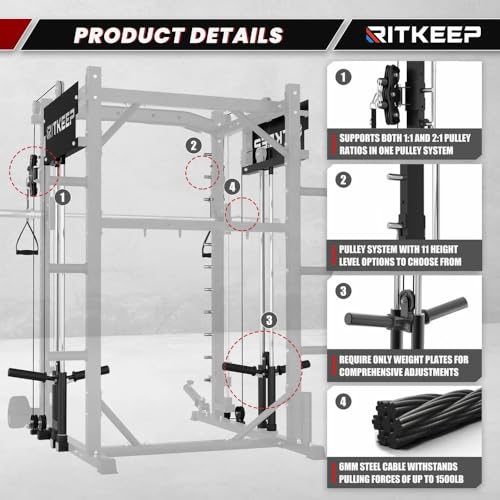 Smith Machine with Adjustable Weight Bench and Pulley System S414
