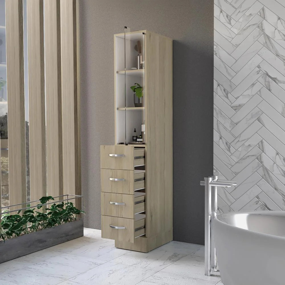 Light Pine White Linen Cabinet G81667