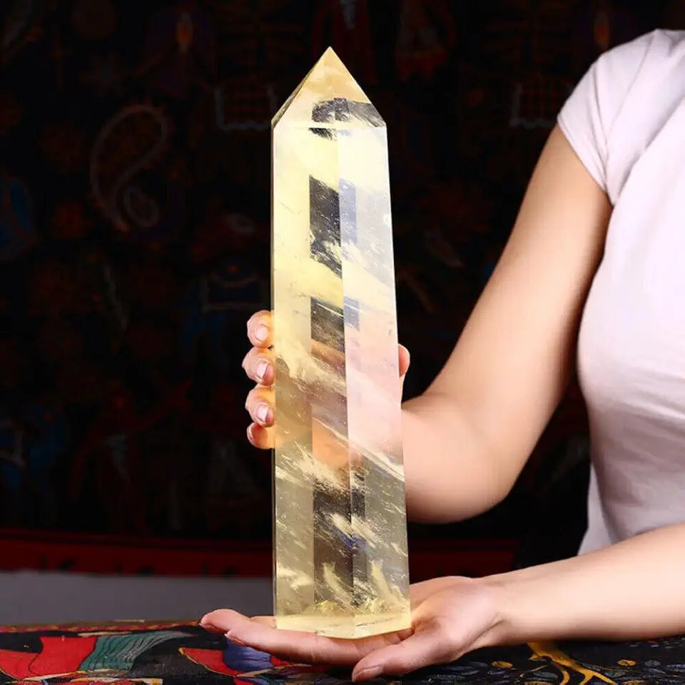 Large Natural Citrine Quartz Crystal Tower Point 180mm P8901