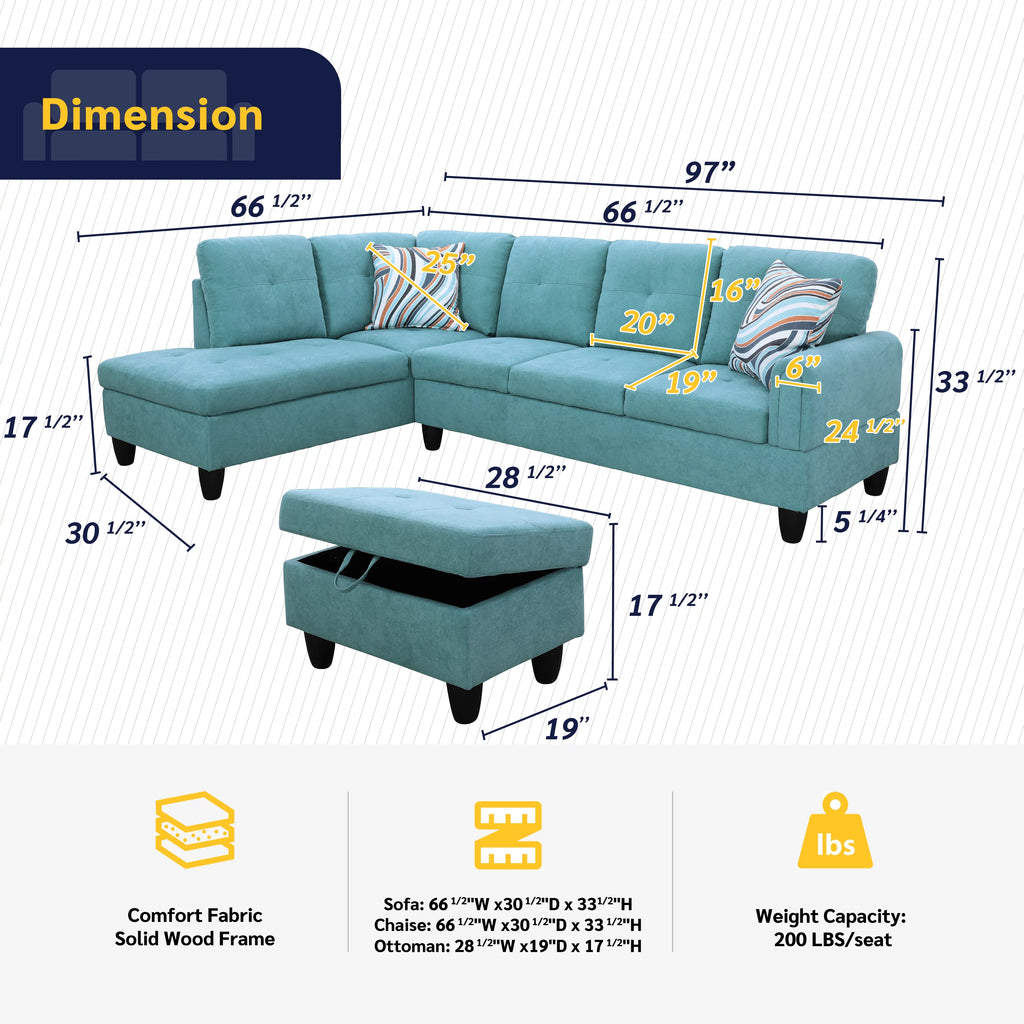 3 Piece Upholstered Sectional L318358