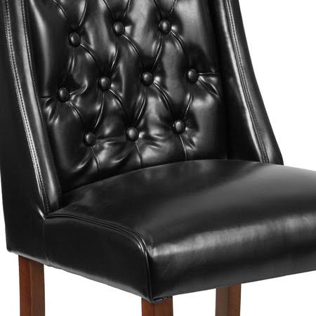 2 Pk Black Leather Tufted Parsons Chair Y19601