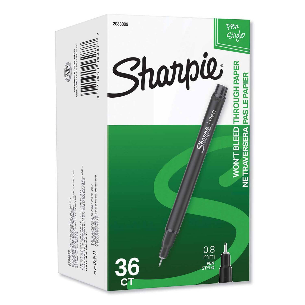 36 Count Black 0.8 mm Water-Resistant Ink Stick Pen M12062