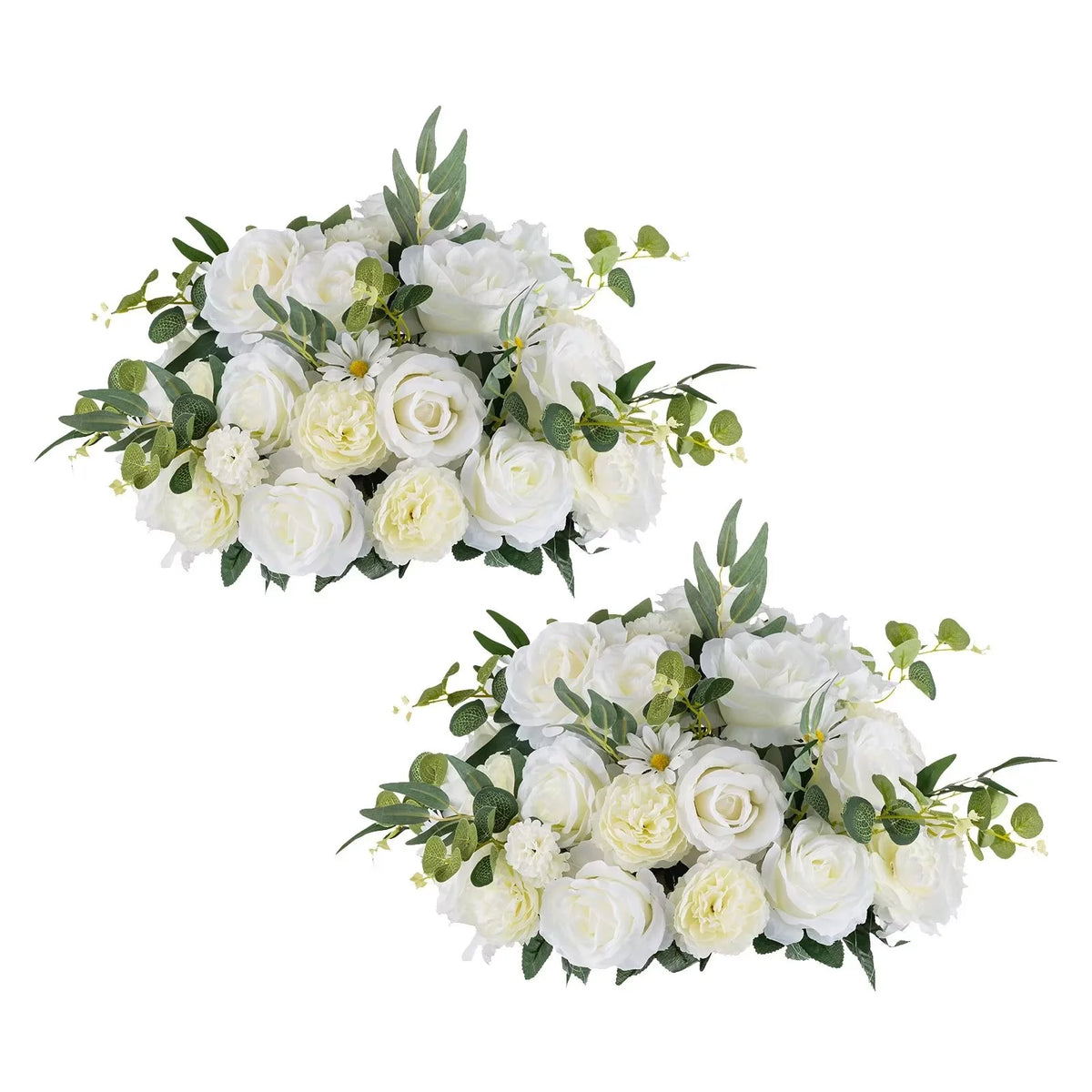18" Large Artificial Flower Ball 2Pcs White Faux Silk Bouquet X41810