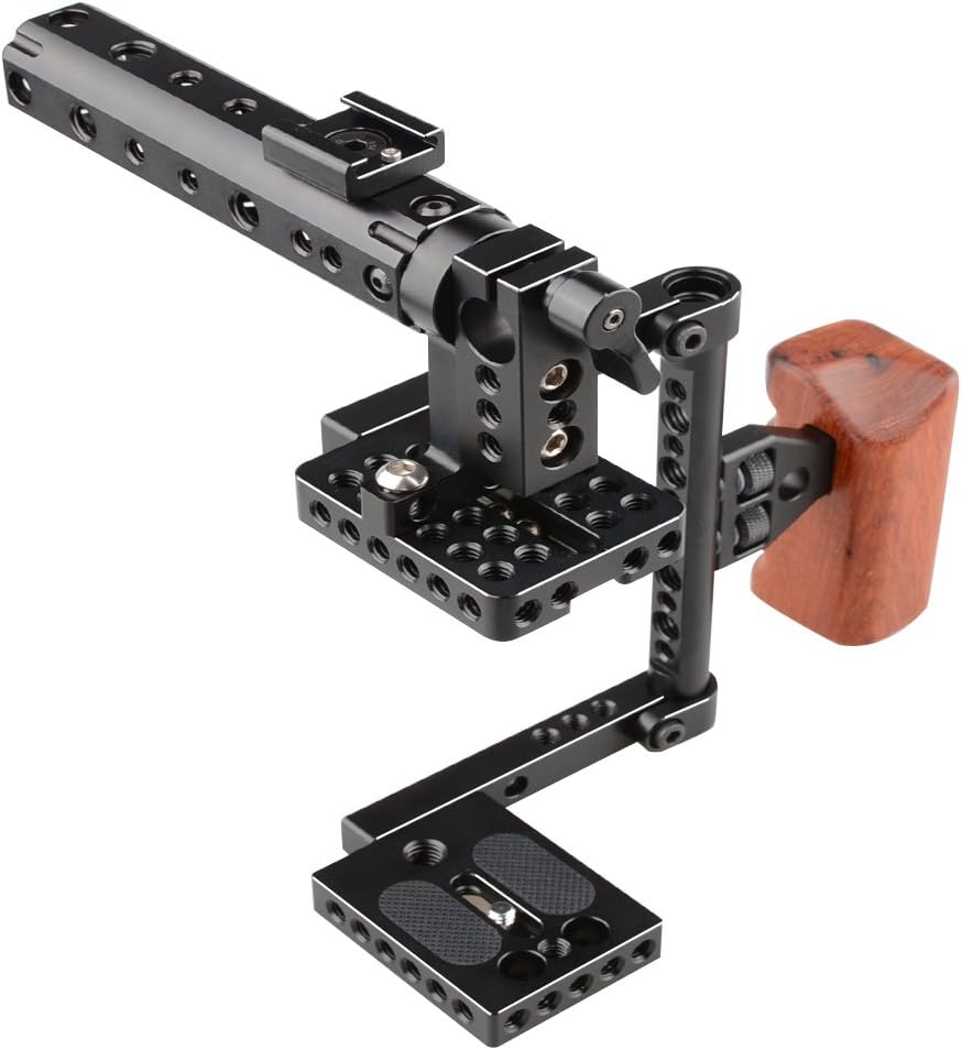 DSLR Camera with Cage Top Handle Wood Grip J788668