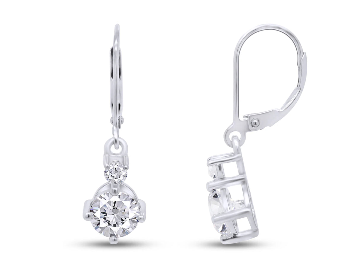 14K White Gold Over Sterling Silver Moissanite Dangle Drop Earrings M99634