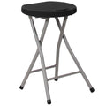 Foldable Stool with Plastic Seat and Titanium Frame Black T436