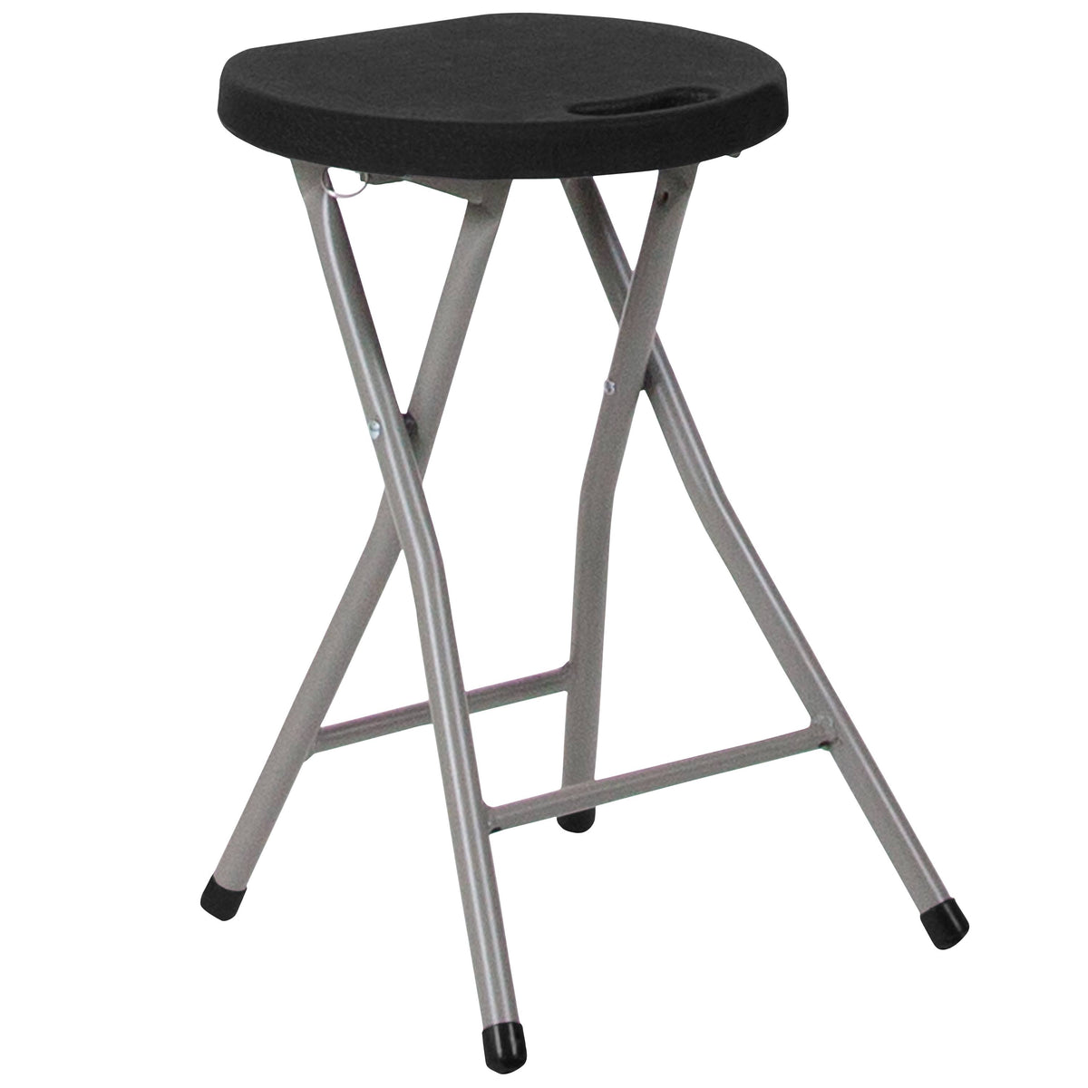 Foldable Stool with Plastic Seat and Titanium Frame Black T436