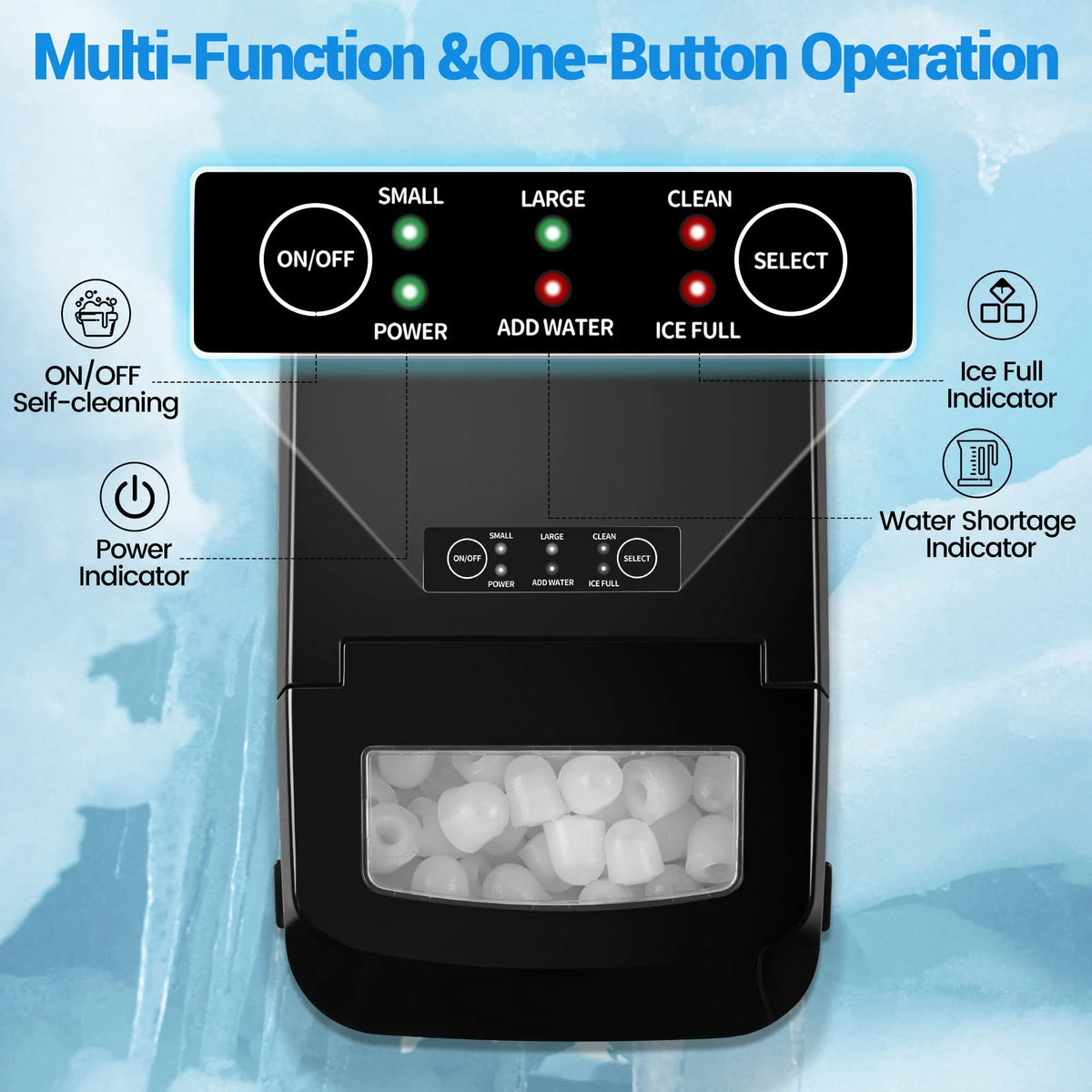 Countertop Ice Maker Machine 2 Ice Sizes 26.5 lbs 1.1L E121145
