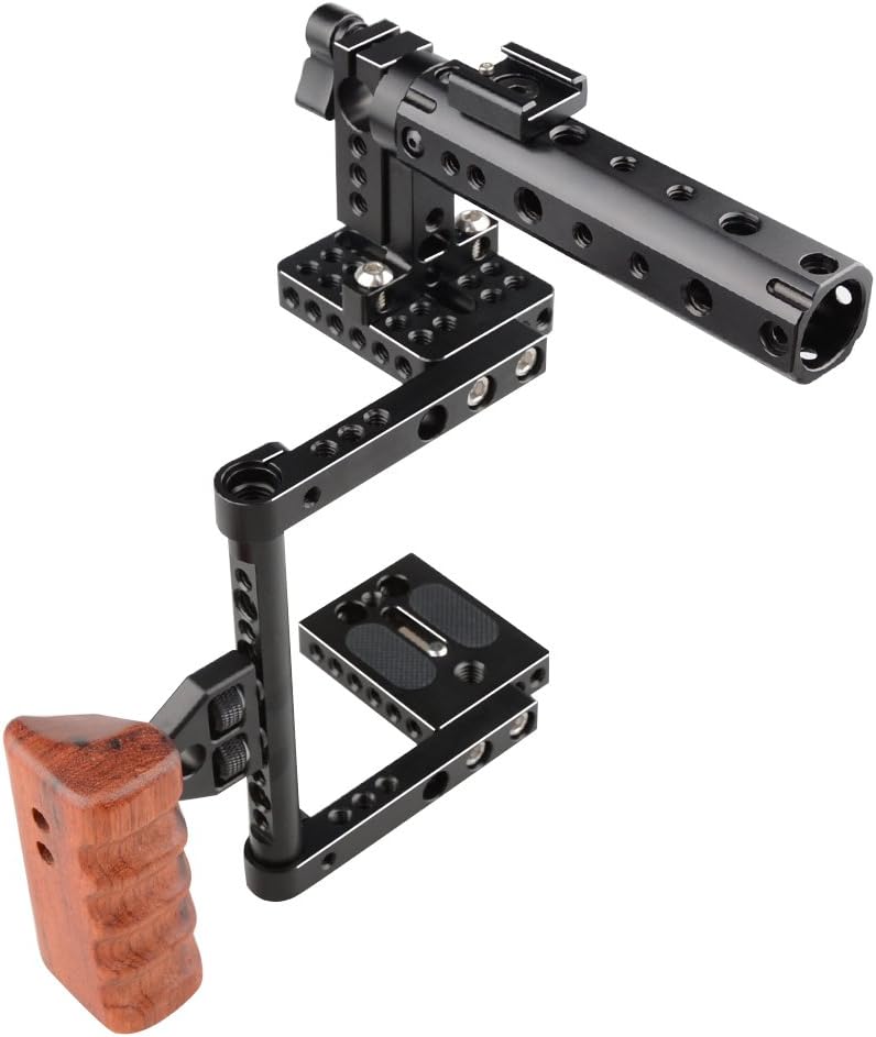 DSLR Camera with Cage Top Handle Wood Grip J788668