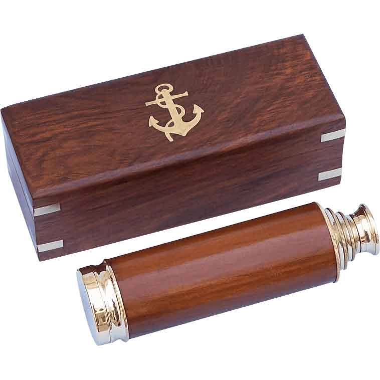 Brass / Wood Spyglass 15x22 Pocket Telescope H13944