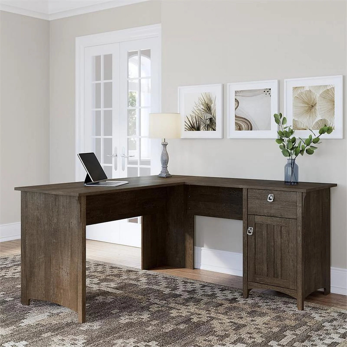 L Shaped Desk with Storage A526