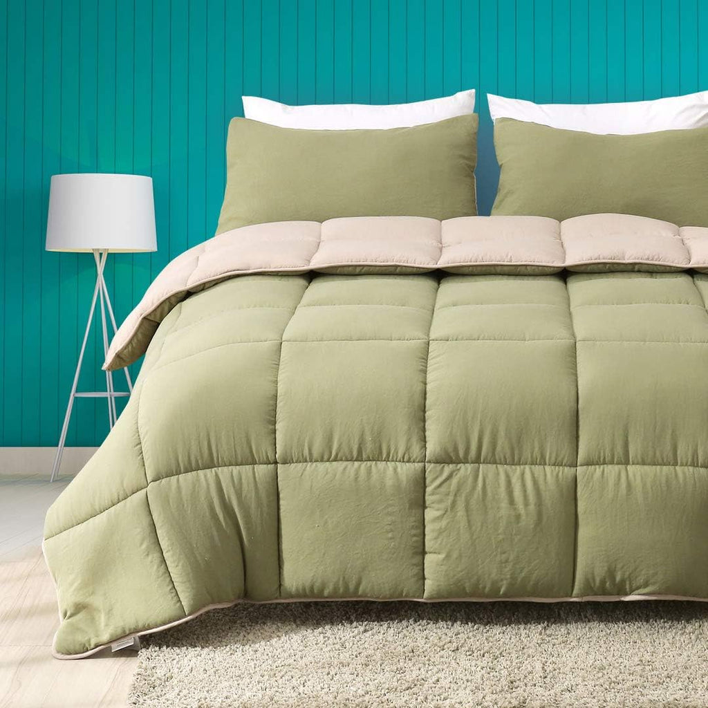 Full/Queen Size Navy Blue/Light Grey Reversible Down Alternative Comforter D955344