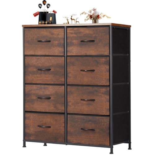 Black 8 Fabric Drawer Dresser with Wooden Top X380432