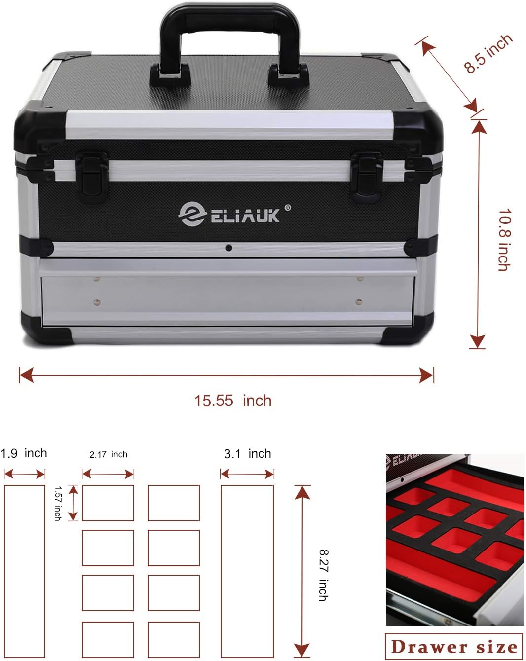 Portable Aluminum Tool Box with Drawer, Pack of 2 T742244