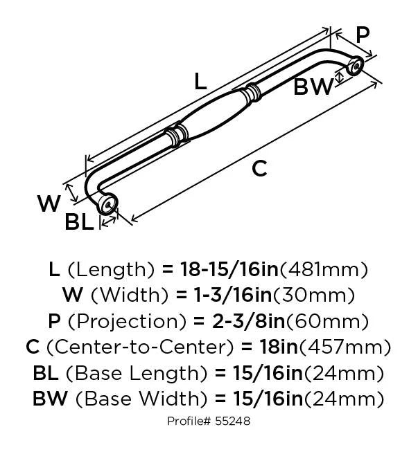 18" Center To Center Appliance Pull U1491
