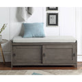 Grey Wood Storage Bench with 2 Cabinets Z899